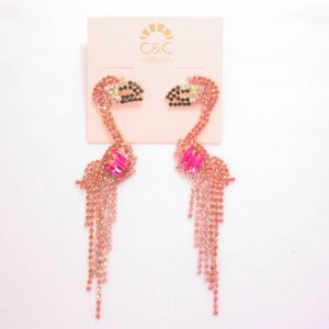 C&C California Rhinestone Flamingo Pierced Earrings