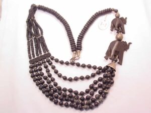 Black Carved Elephant Necklace from India