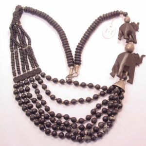 Black Carved Elephant Necklace from India