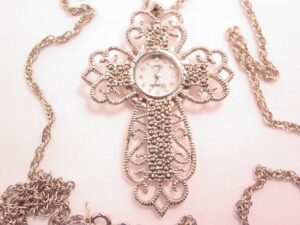 Xanadu Watch in Marcasite Cross Necklace