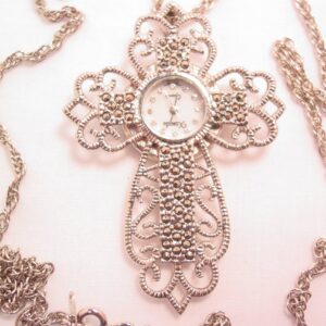 Xanadu Watch in Marcasite Cross Necklace