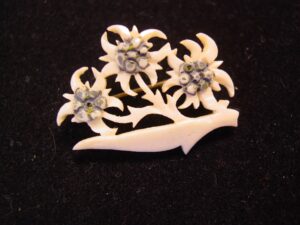 3 Carved Bone Edelweiss Flowers Pin