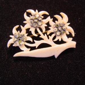 3 Carved Bone Edelweiss Flowers Pin