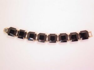 Large Black Square Rhinestone Bracelet