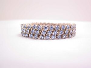 Hong Kong Vintage Light Blue Rhinestone Stretch Bracelet