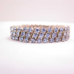 Hong Kong Vintage Light Blue Rhinestone Stretch Bracelet