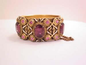 Antique Purple and Pink Hinged Cuff Bracelet