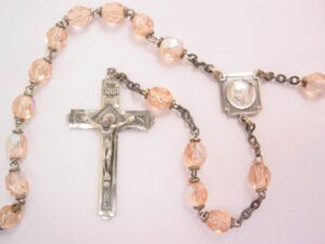 Sterling and Peach Glass Terra Delle Catacombe Roma Rosary