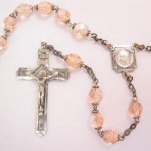 Sterling and Peach Glass Terra Delle Catacombe Roma Rosary