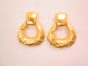 Anne Klein Huge Basket Weave Goldtone Loop Earrings