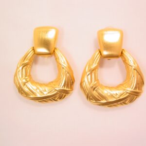 Anne Klein Huge Basket Weave Goldtone Loop Earrings