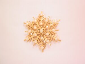 Trifari Brushed Goldtone and Pearl Snowflake Pin