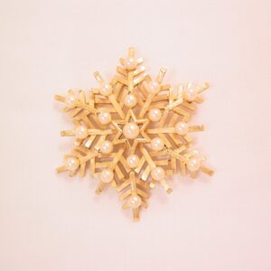 Trifari Brushed Goldtone and Pearl Snowflake Pin