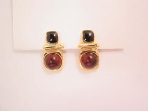 Modern Black and Imitation Tortoise Shell Joan Rivers Earrings