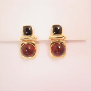 Modern Black and Imitation Tortoise Shell Joan Rivers Earrings