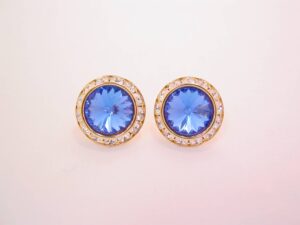 Bright Blue Faceted Rhinestone Earrings