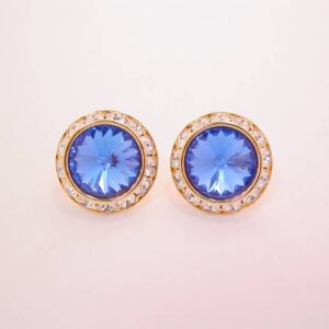 Bright Blue Faceted Rhinestone Earrings
