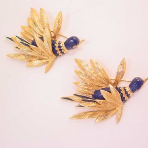 ST. LABRE Large Goldtone and Navy Bird Pins