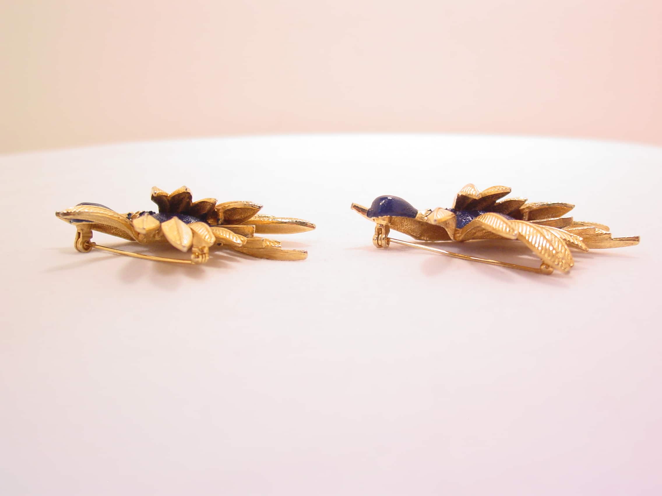 ST. LABRE Large Goldtone and Navy Bird Pins - Image 3