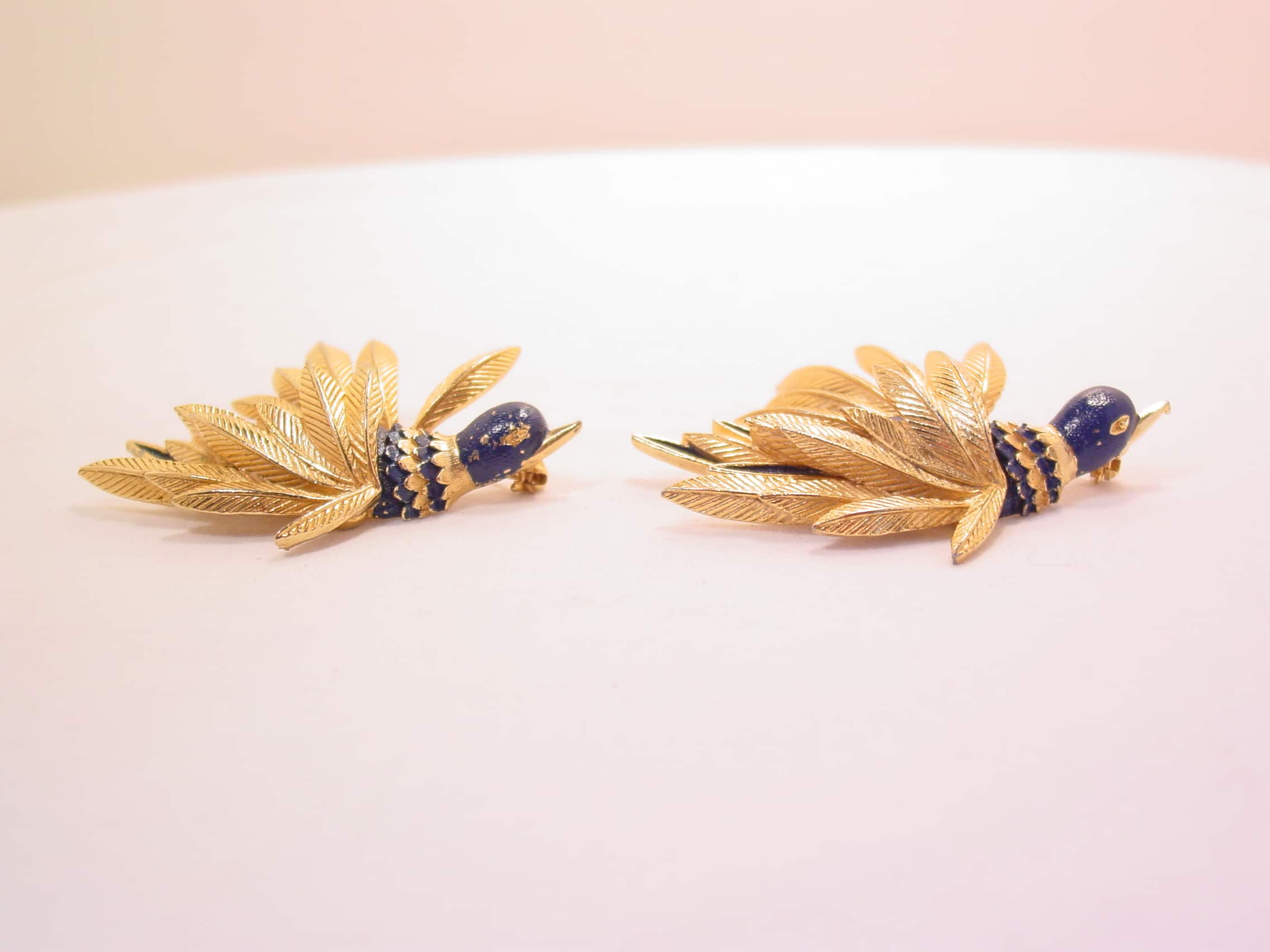 ST. LABRE Large Goldtone and Navy Bird Pins - Image 4