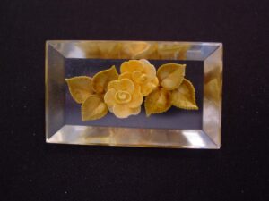 Yellow Roses Lucite Rectangle Pin