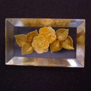 Yellow Roses Lucite Rectangle Pin