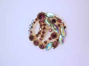 Purple and Aurora Borealis Rhinestone Pin