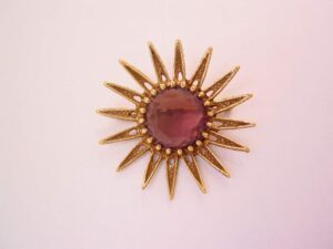 Large Purple Rhinestone Daisy Pin