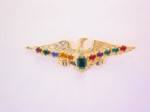 Bright Goldtone Eagle with Multi-Color Rhinestones Pin