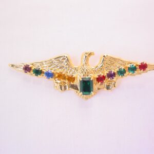 Bright Goldtone Eagle with Multi-Color Rhinestones Pin