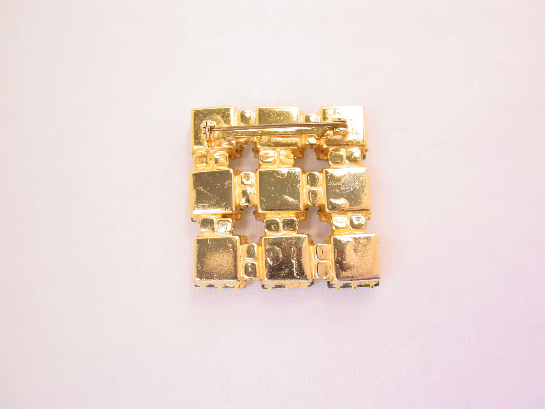 Olive Green Rhinestone Square Pin - Image 2