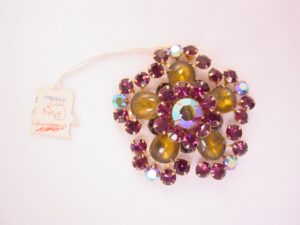 Beautiful Purple Flower Pin with Original Tag from Ziesel's Department Store