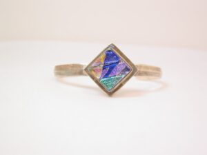 Dichroic Glass and Sterling Slip-On Bracelet
