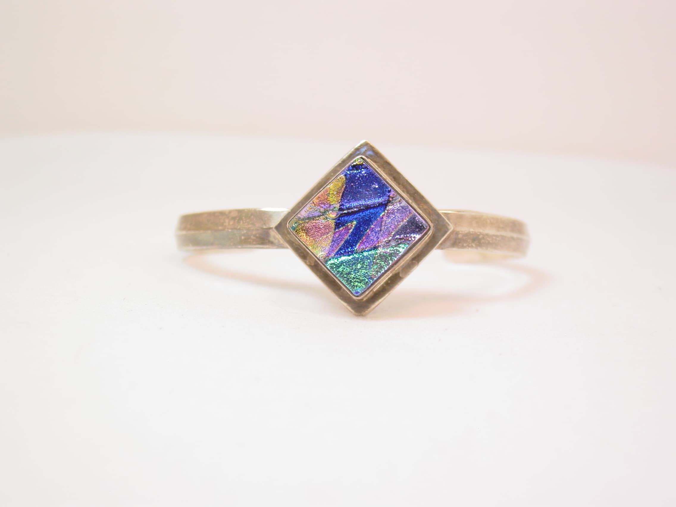 Dichroic Glass and Sterling Slip-On Bracelet