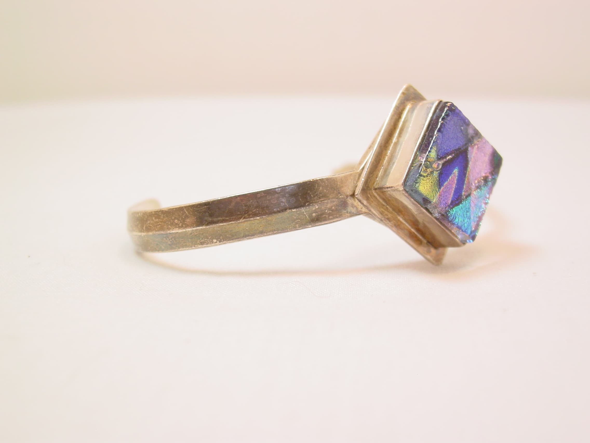 Dichroic Glass and Sterling Slip-On Bracelet - Image 3
