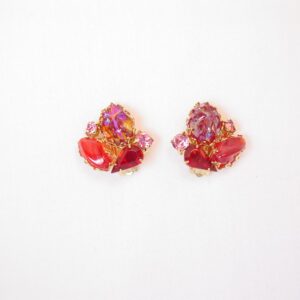 Chunky Red Rhinestone Earrings