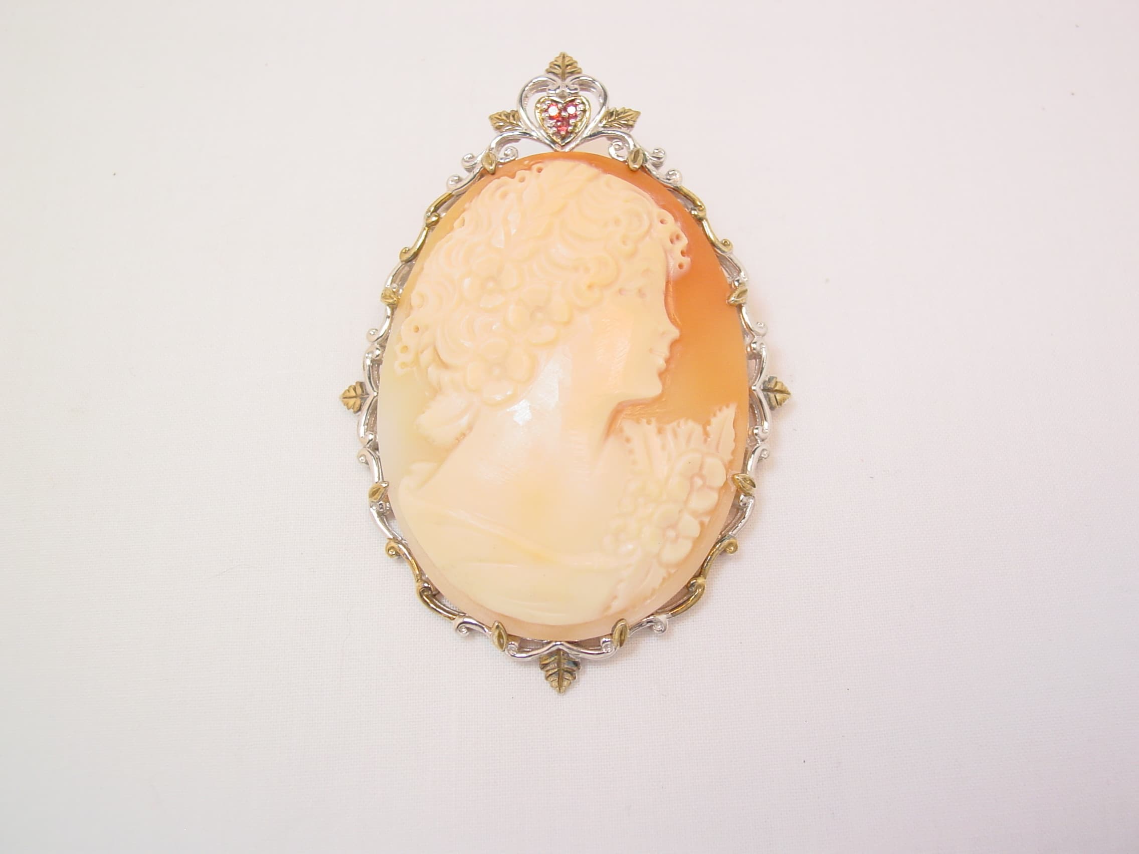 Huge Mattia Carved Real Shell Cameo Pin