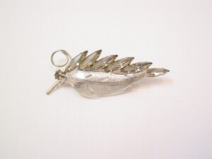 Gray Rhinestone Leaf Pin