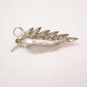 Gray Rhinestone Leaf Pin