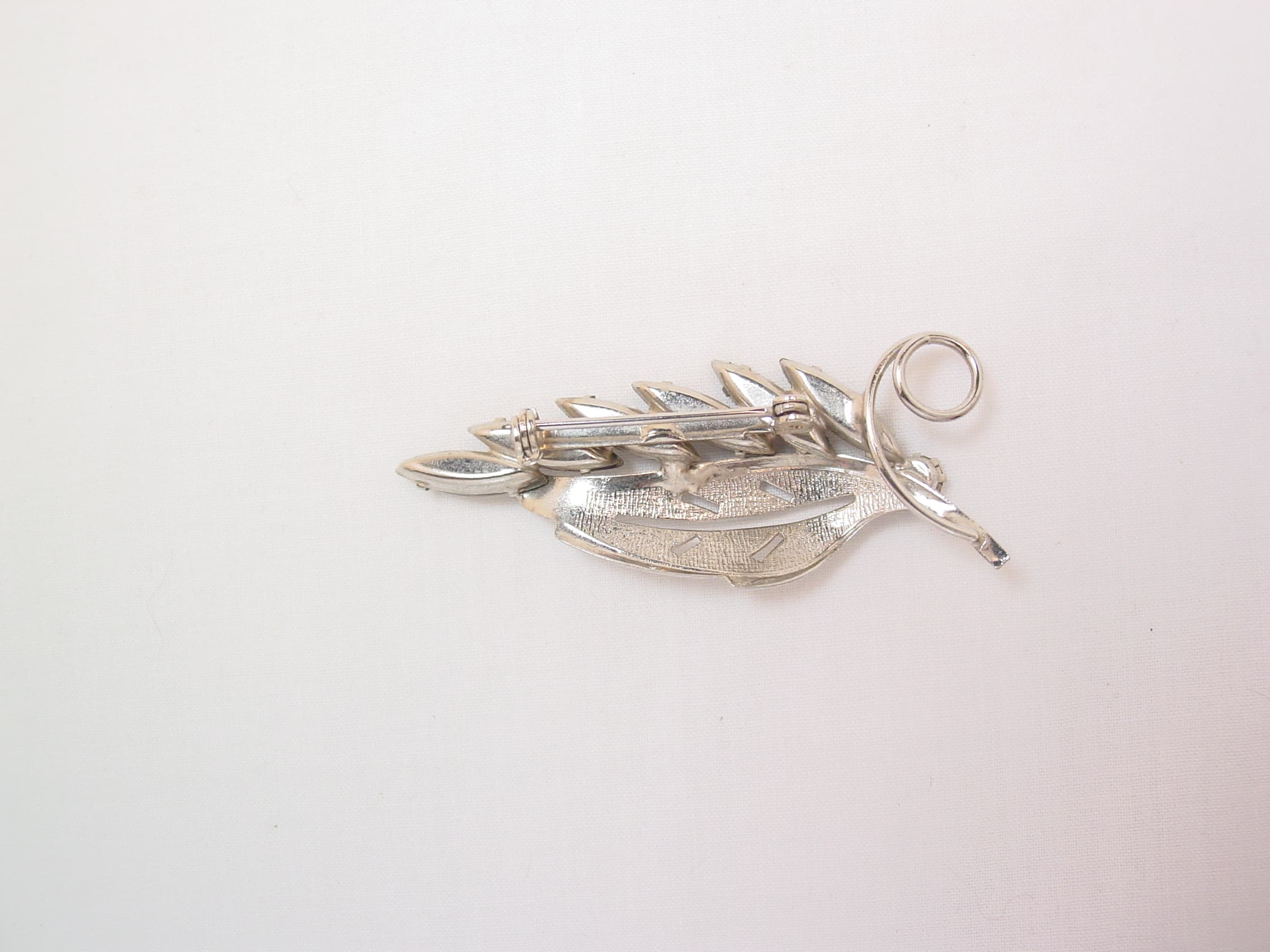 Gray Rhinestone Leaf Pin - Image 2