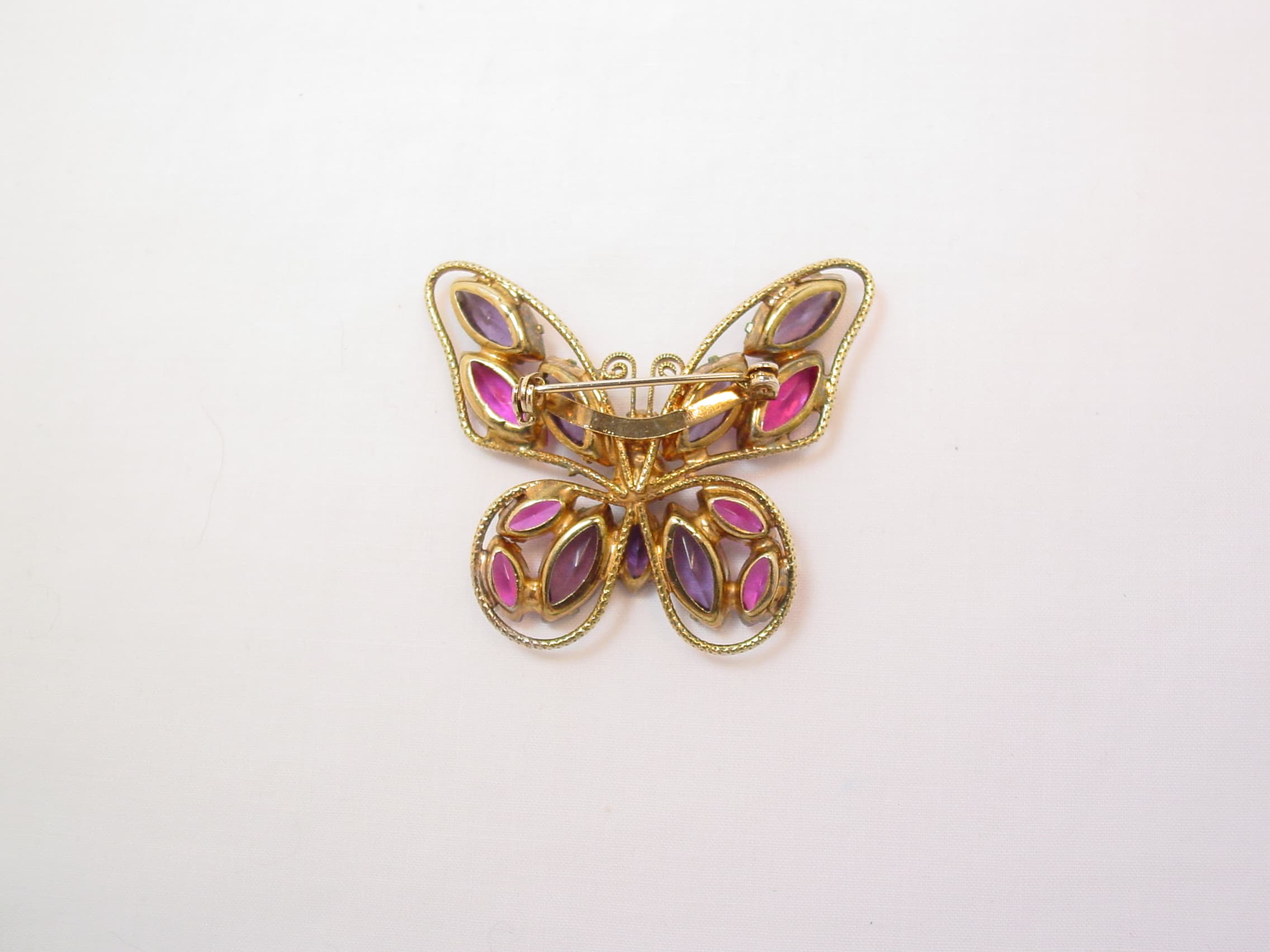 Magenta and Purple Rhinestone Butterfly Pin - Image 2