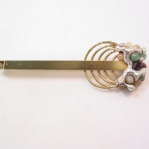 Arras Artisan Natural Stone and Goldtone Brooch