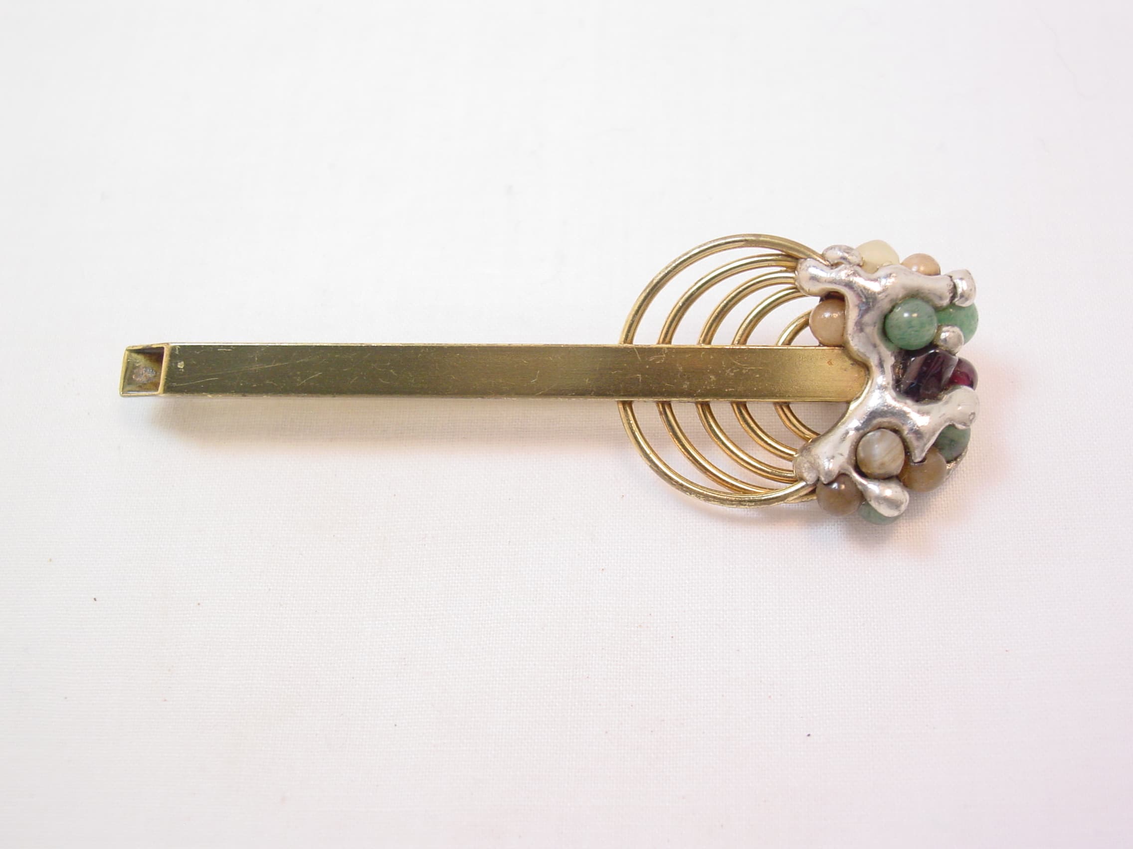 Arras Artisan Natural Stone and Goldtone Brooch