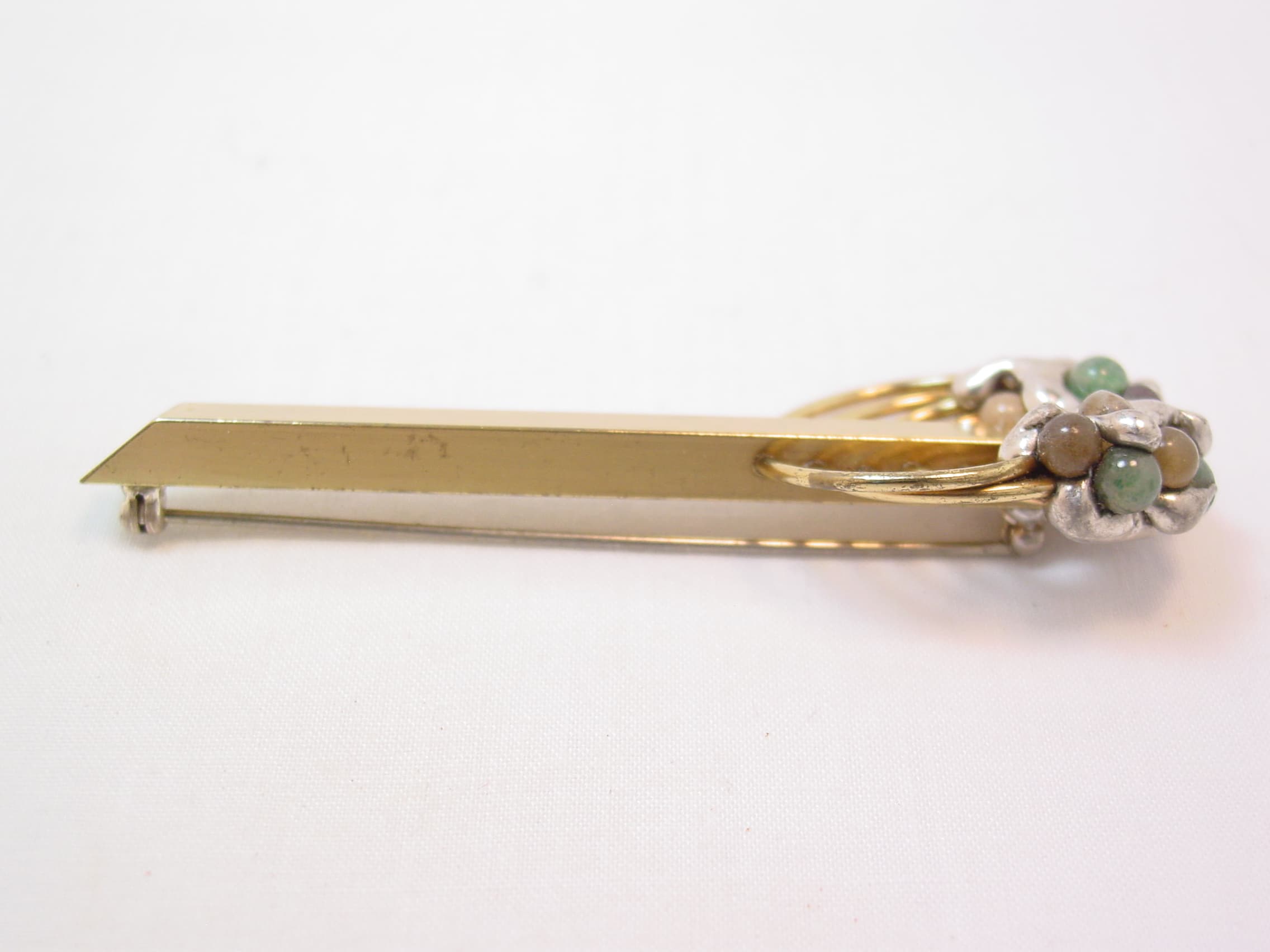 Arras Artisan Natural Stone and Goldtone Brooch - Image 2