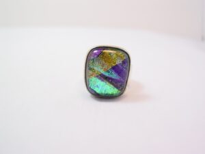 Dichroic Glass and Sterling Ring