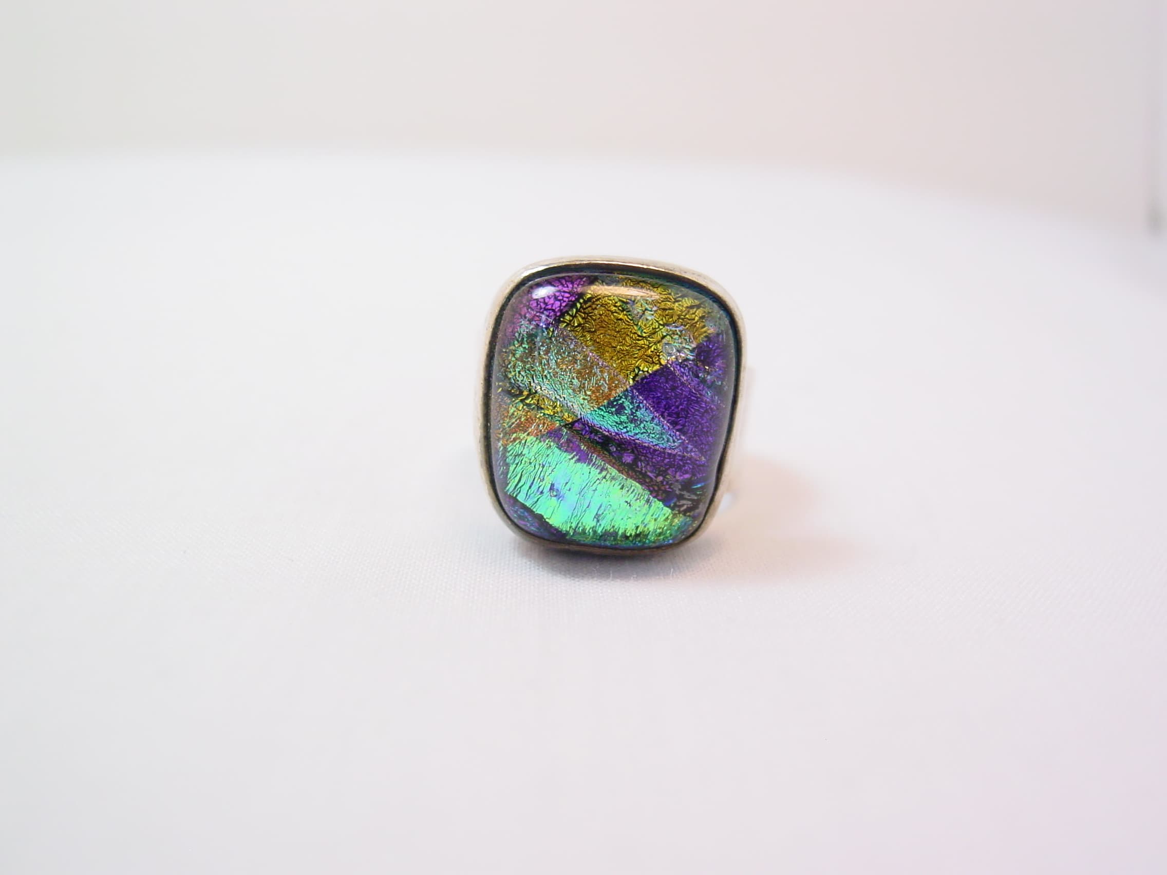 Dichroic Glass and Sterling Ring