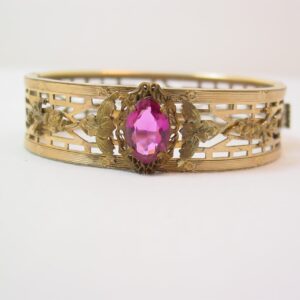 Old Filigree and Magenta Hinged Bracelet
