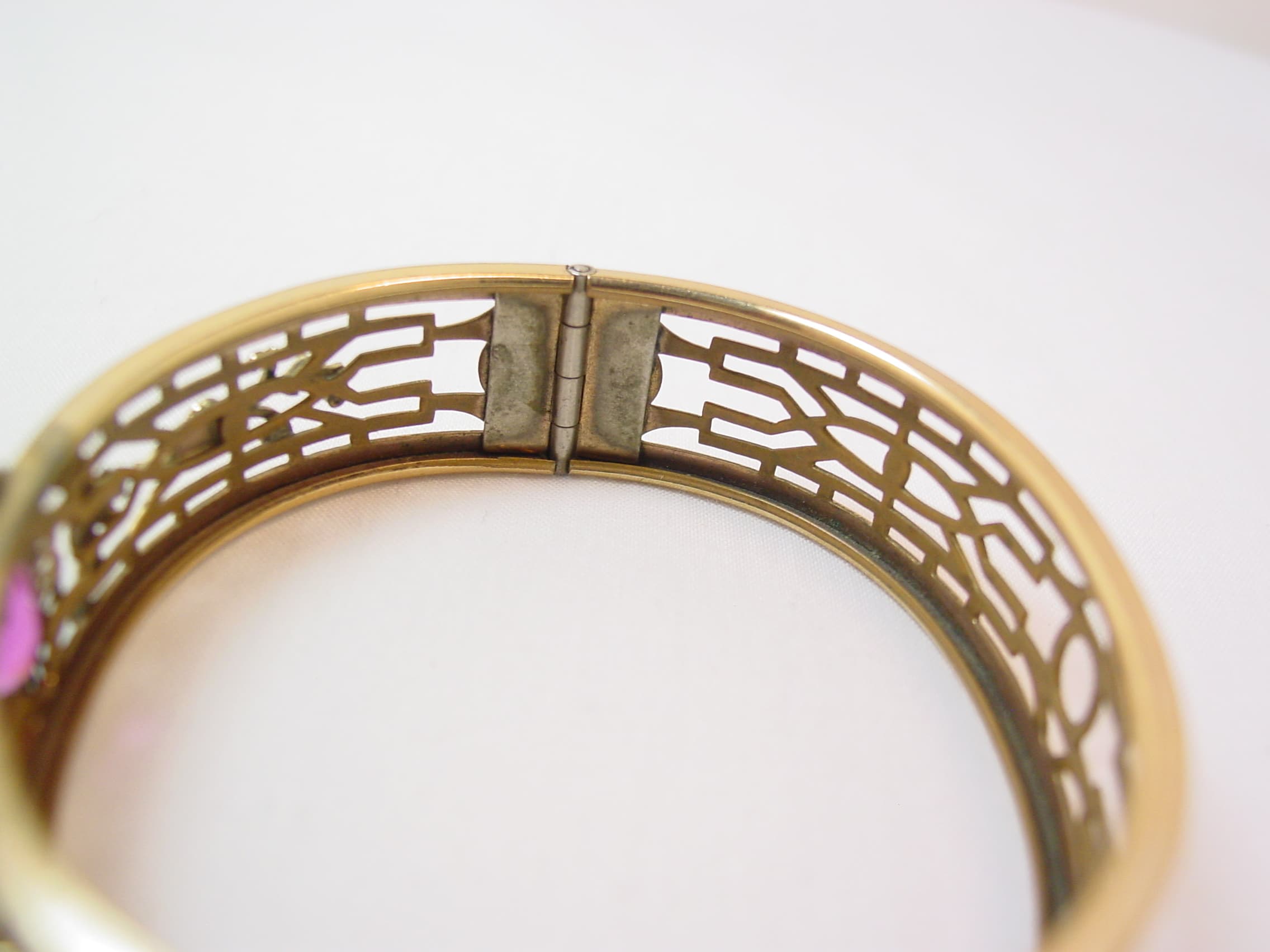 Old Filigree and Magenta Hinged Bracelet - Image 6