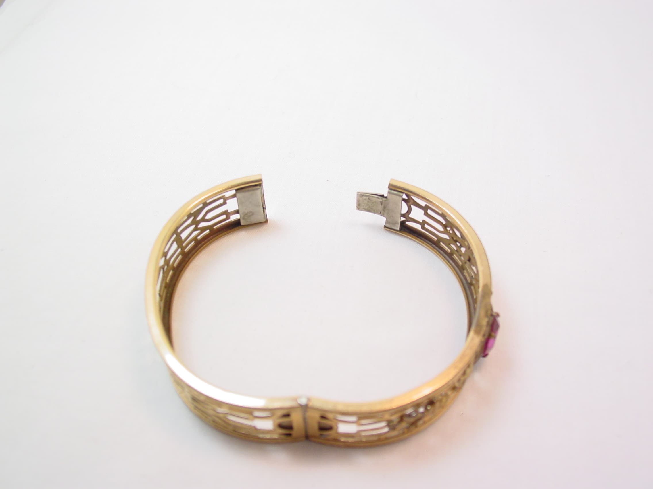 Old Filigree and Magenta Hinged Bracelet - Image 7
