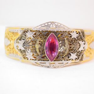 Amazing Filigree Samsan Bracelet with Magenta Rhinestone